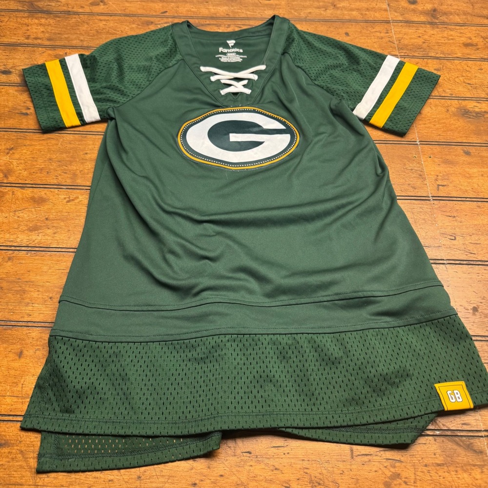 Fanatics Green Bay Packers Womens Lace Up Jersey Shirt M GB